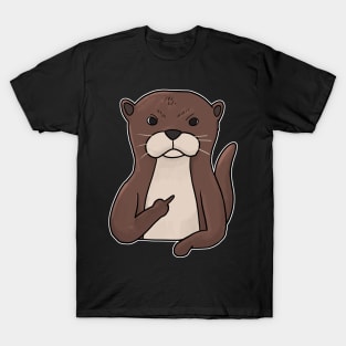 Grumpy Otter Holding Middle Finger T-Shirt